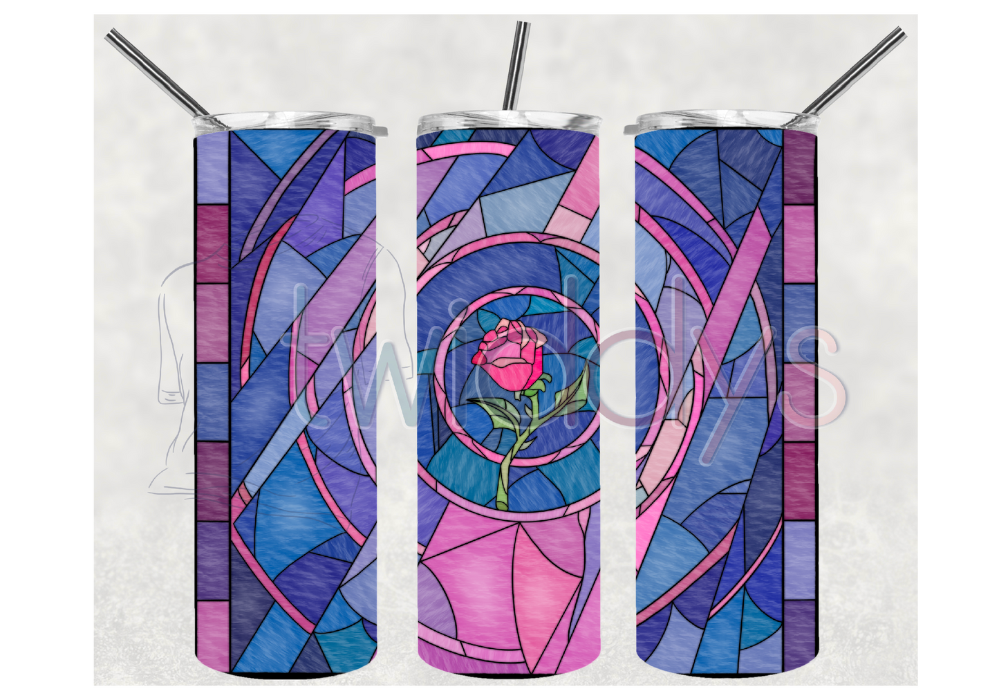 Enchanted Rose Stained Glass Tumbler Digital Download