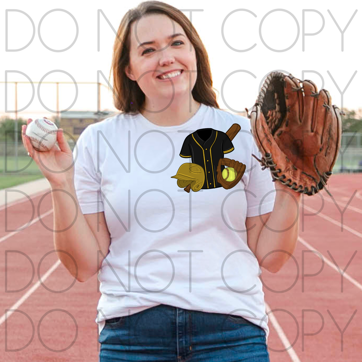 Softball Front Design (Black and Gold)