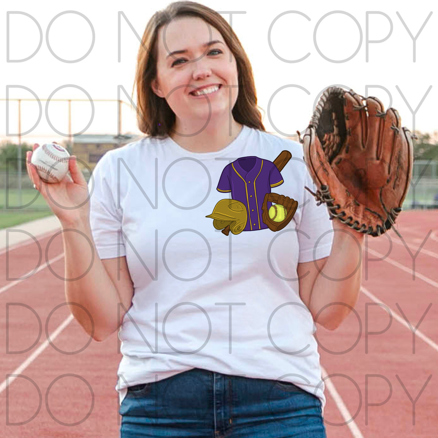 Softball Front Design (Purple and Gold)