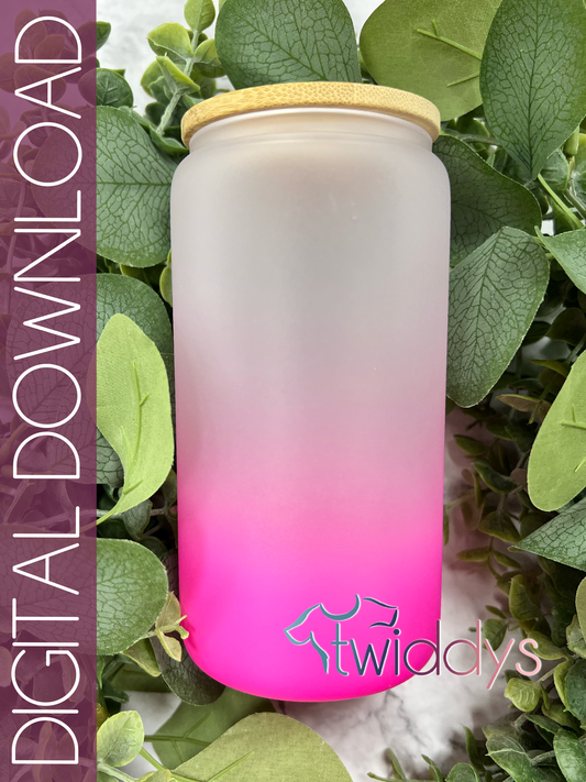 16oz Frosted Glass Hot Pink Ombre Mockup Digital Download