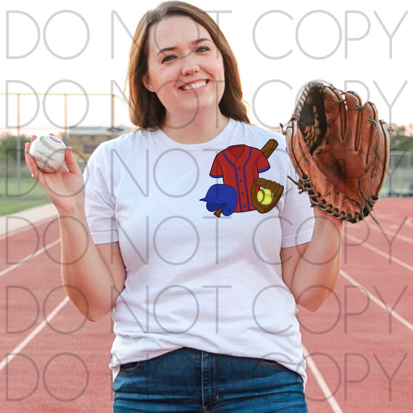 Softball Front Design (Red and Blue)