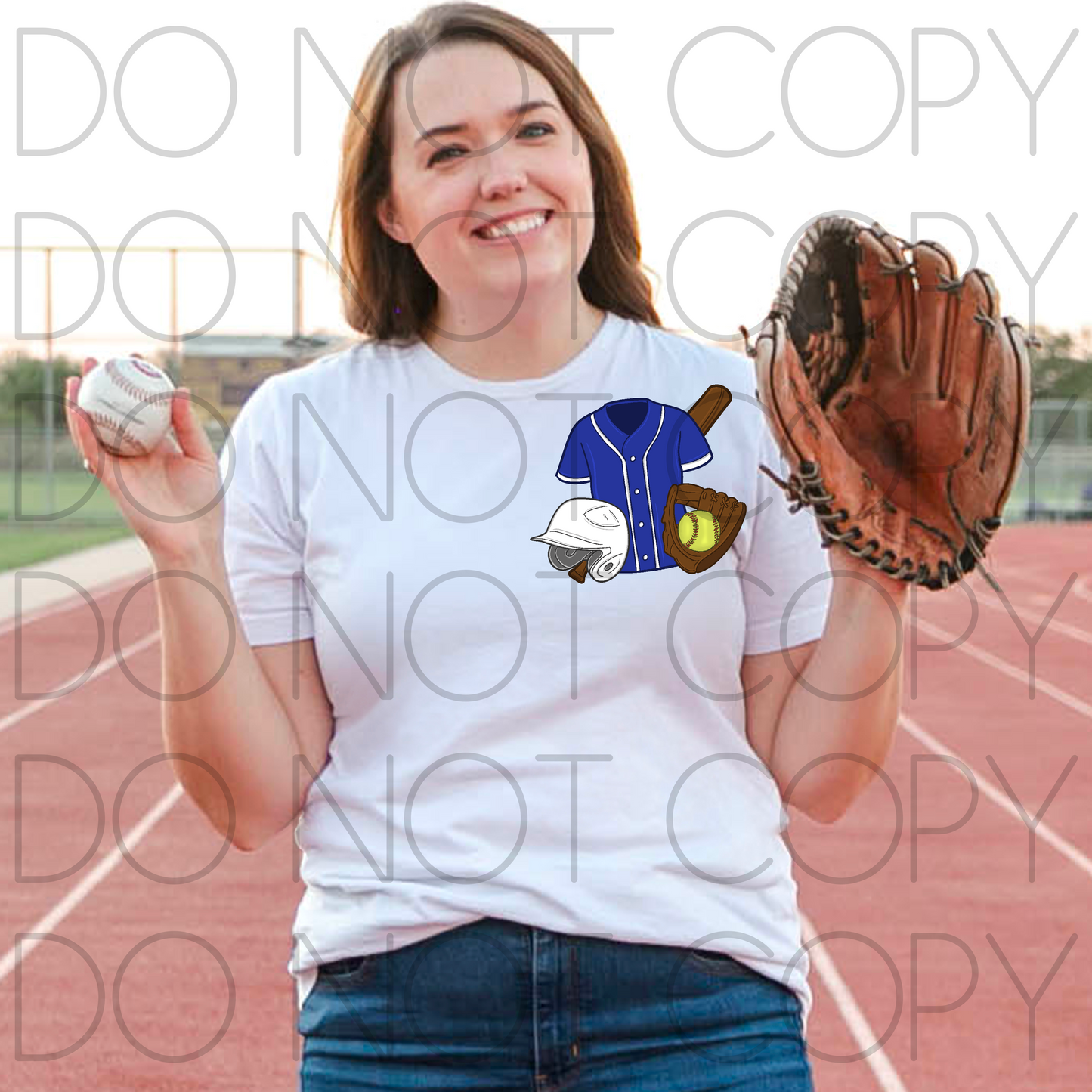 Softball Front Design (Blue and White)