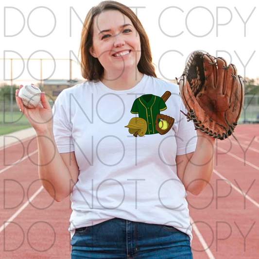 Softball Front Design (Green and Gold)