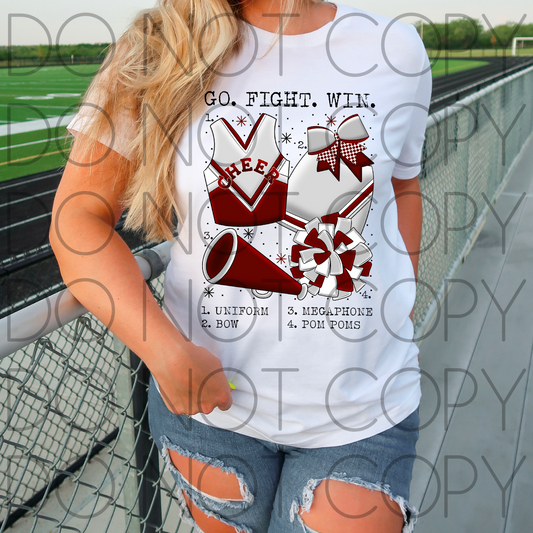 Go Fight Win Cheer Chart (Maroon and White)