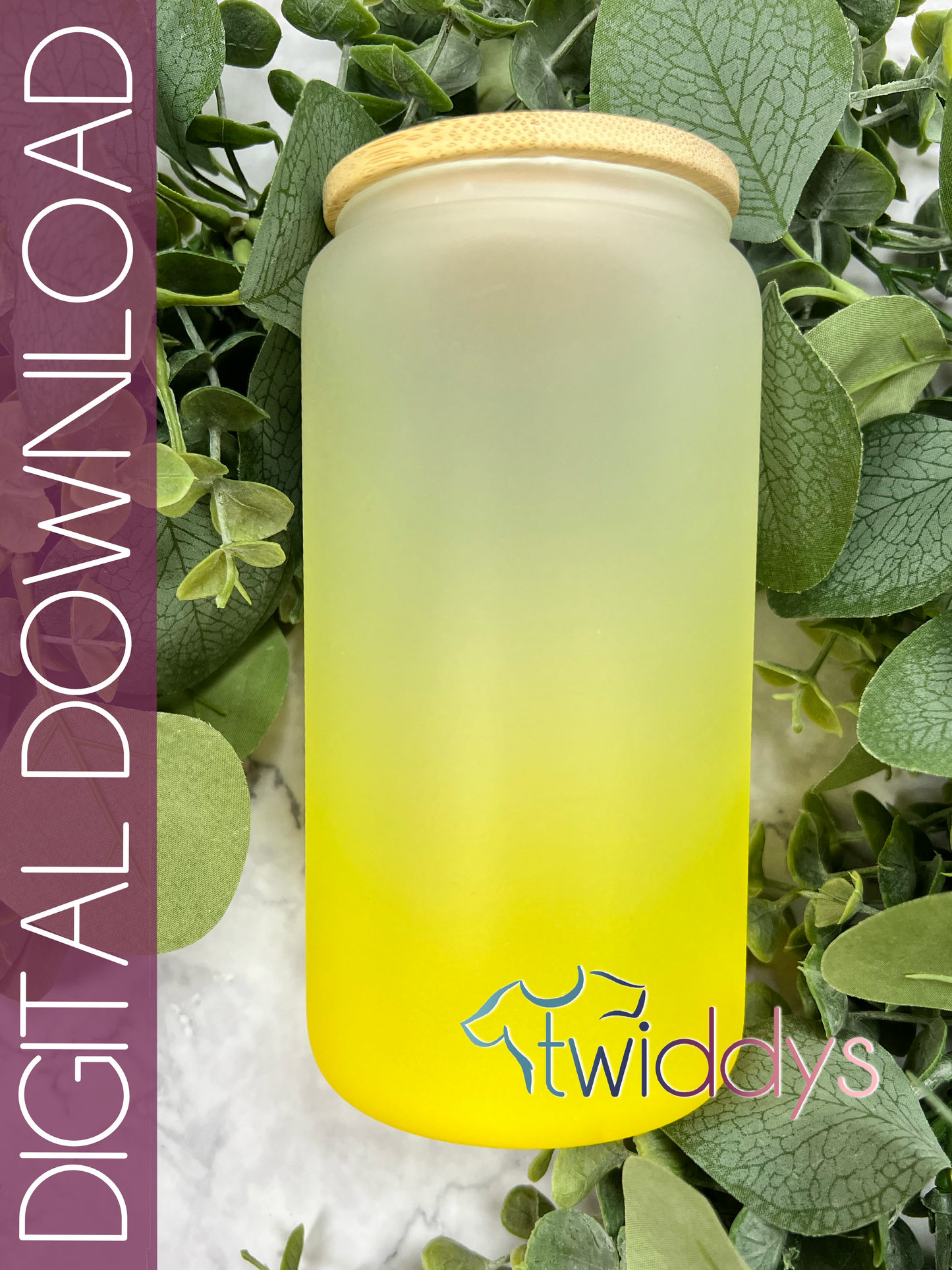 16oz Frosted Glass Yellow Ombre Mockup Digital Download