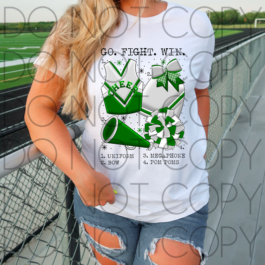 Go Fight Win Cheer Chart (Green and White)
